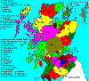 County Map of Scotland showing all Scottish counties